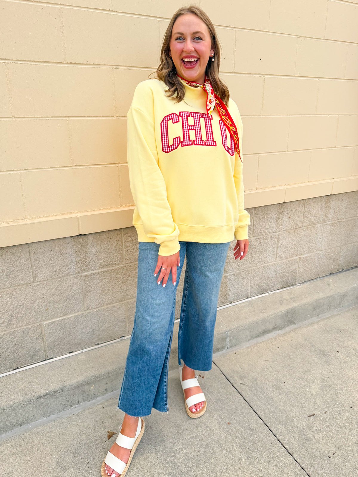 Chi Omega Mock Neck Crewneck - The Pink Pineapple 850