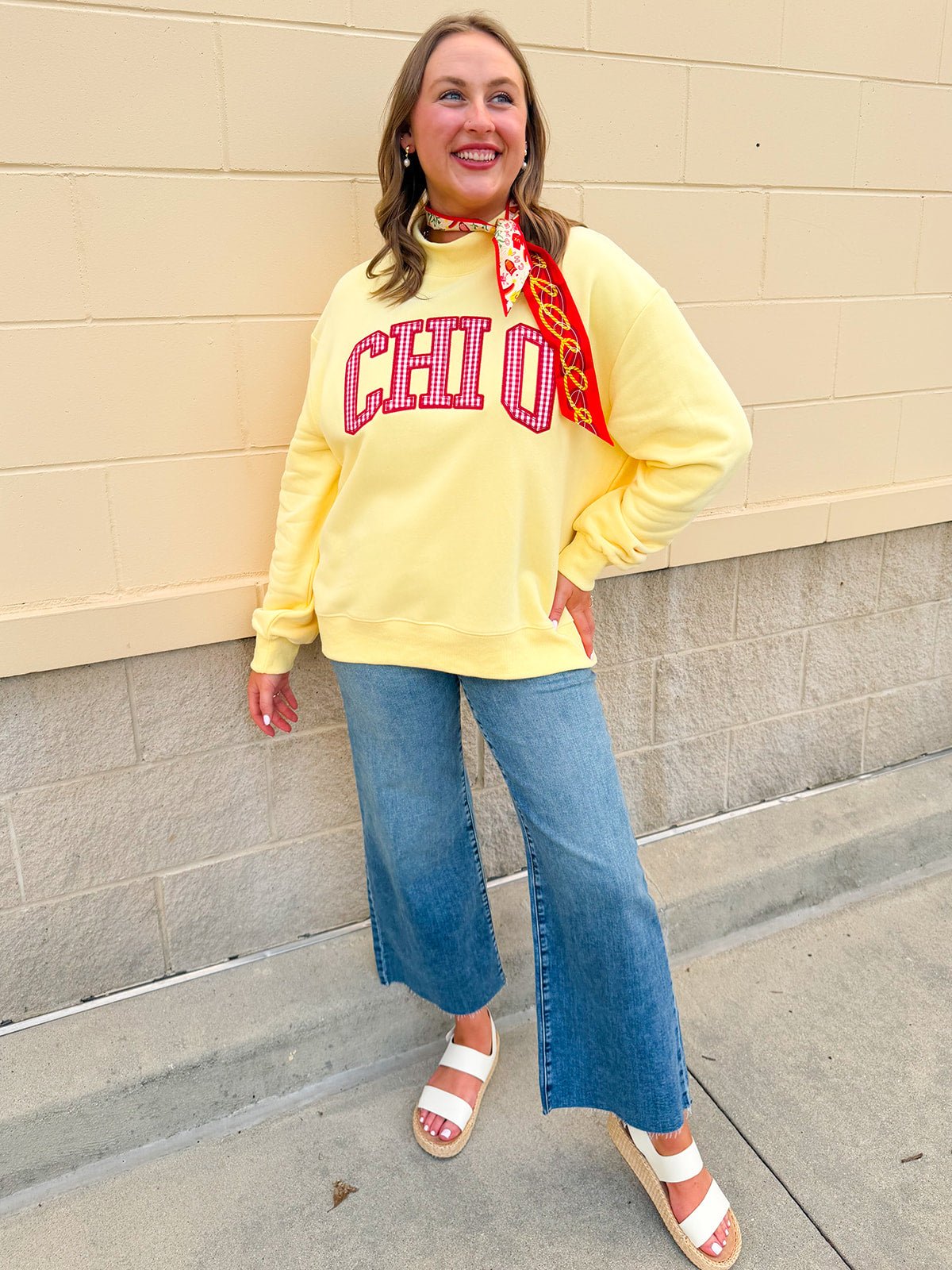 Chi Omega Mock Neck Crewneck - The Pink Pineapple 850