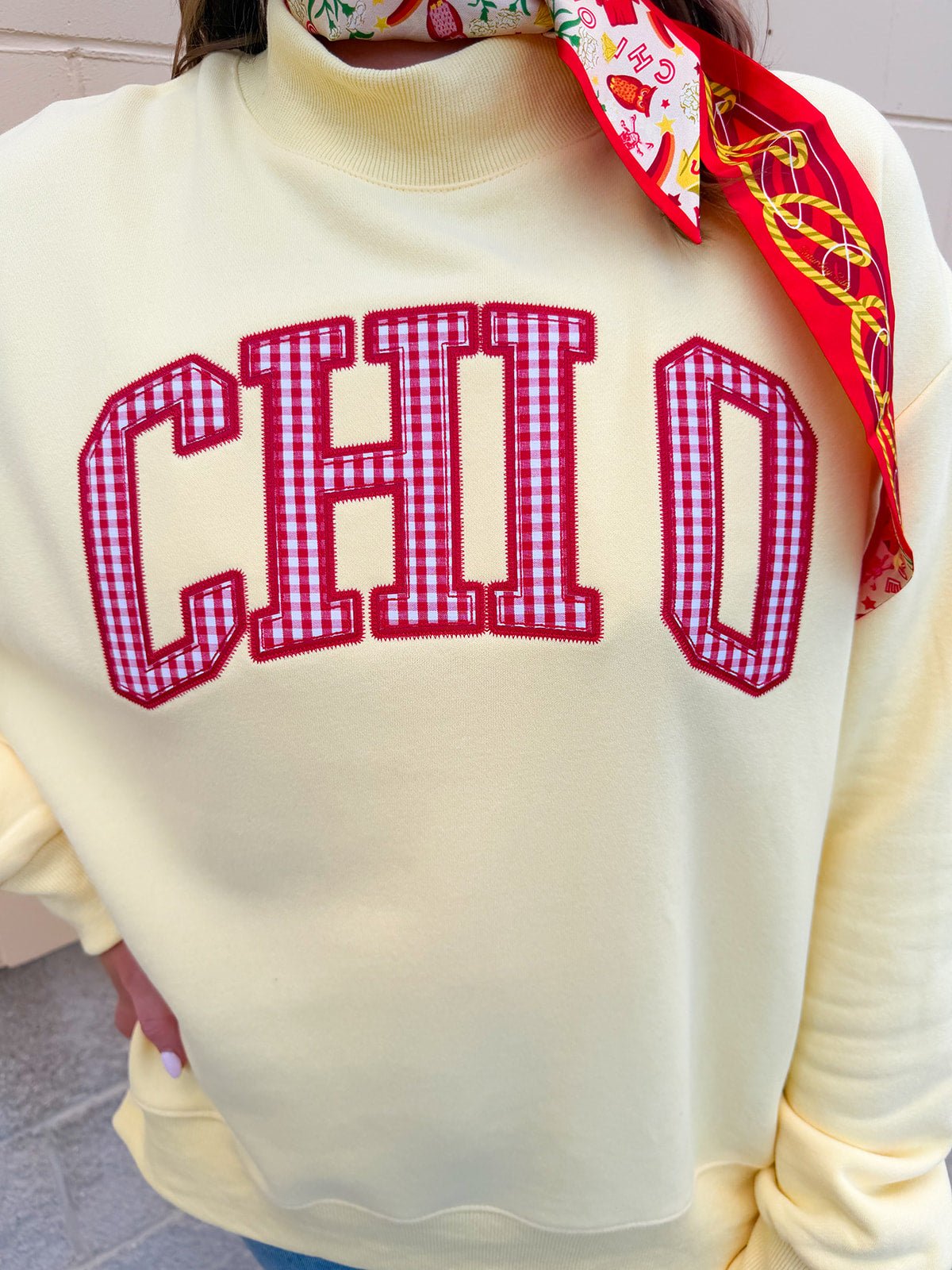 Chi Omega Mock Neck Crewneck - The Pink Pineapple 850