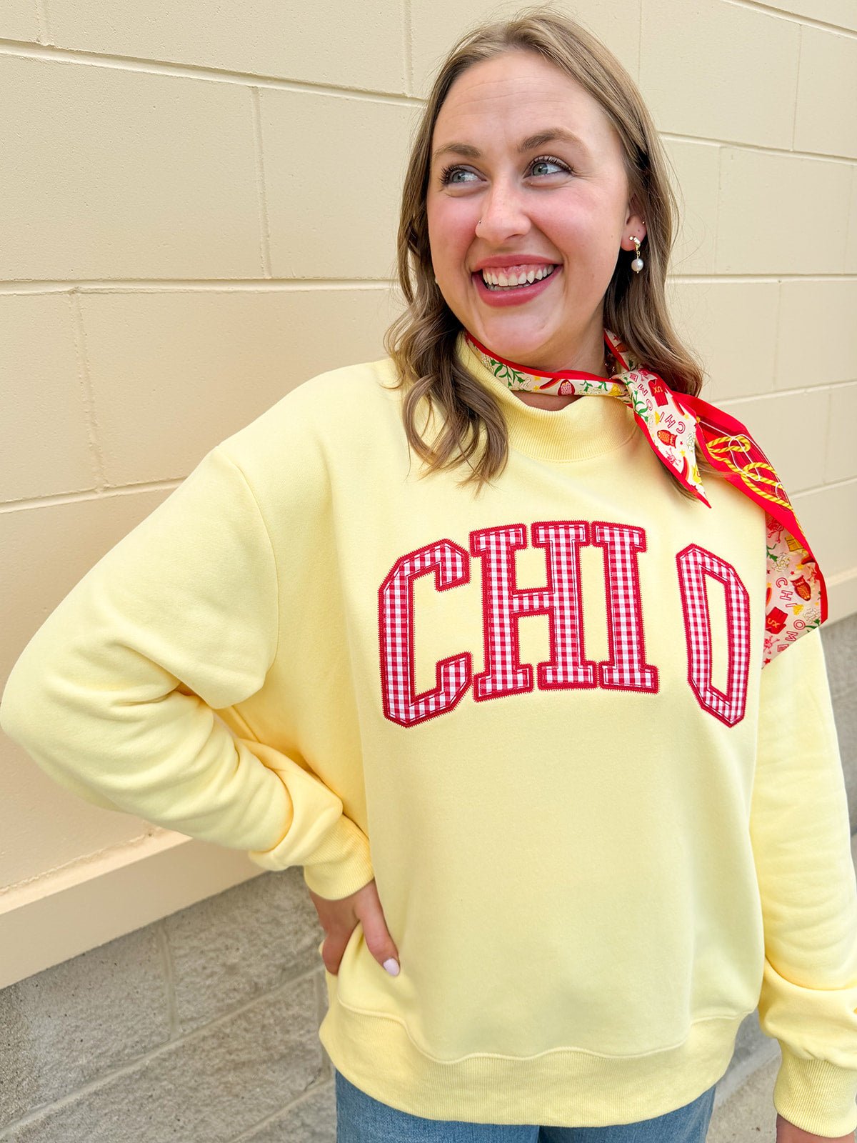 Chi Omega Mock Neck Crewneck - The Pink Pineapple 850