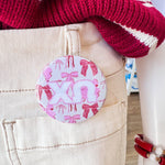 Chi Omega Pink Bow Button Pin - The Pink Pineapple 850