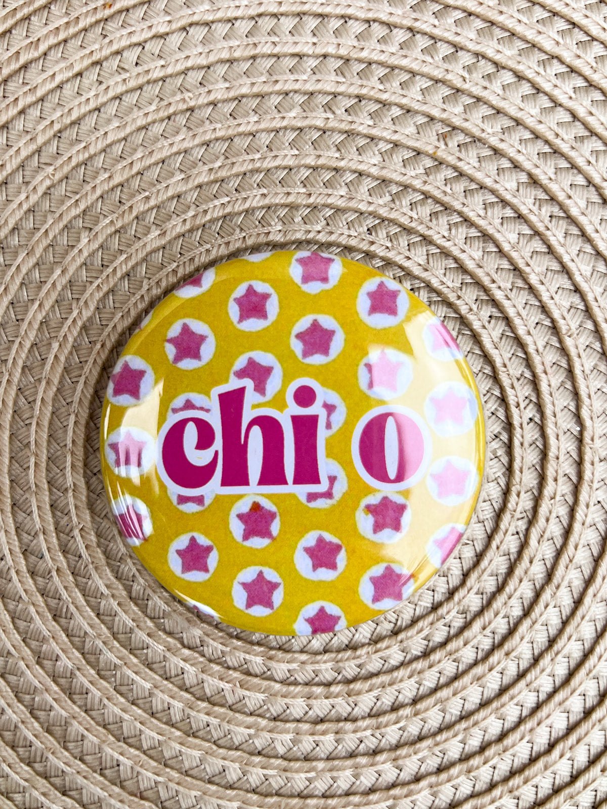 Chi Omega Pink Stars Button Pin - The Pink Pineapple 850