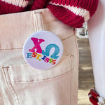 Chi Omega Rainbow Bubble Letters Button Pin - The Pink Pineapple 850