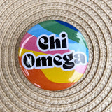 Chi Omega Rainbow Waves Button Pin - The Pink Pineapple 850