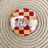 Chi Omega Red and Yellow Checkered Button Pin - The Pink Pineapple 850