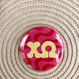 Chi Omega Red Waves Button Pin - The Pink Pineapple 850