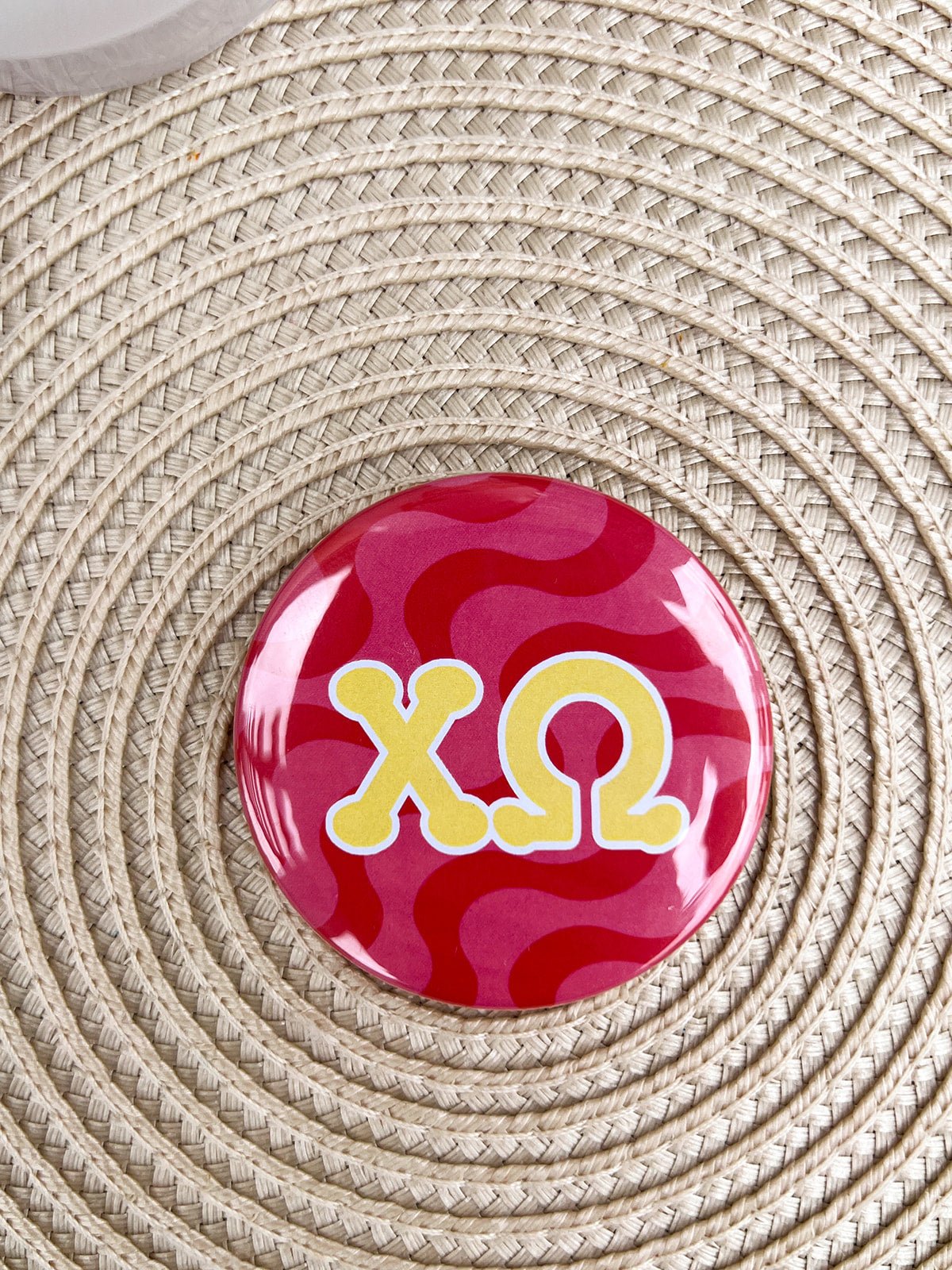 Chi Omega Red Waves Button Pin - The Pink Pineapple 850