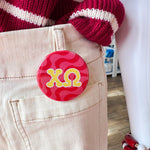 Chi Omega Red Waves Button Pin - The Pink Pineapple 850