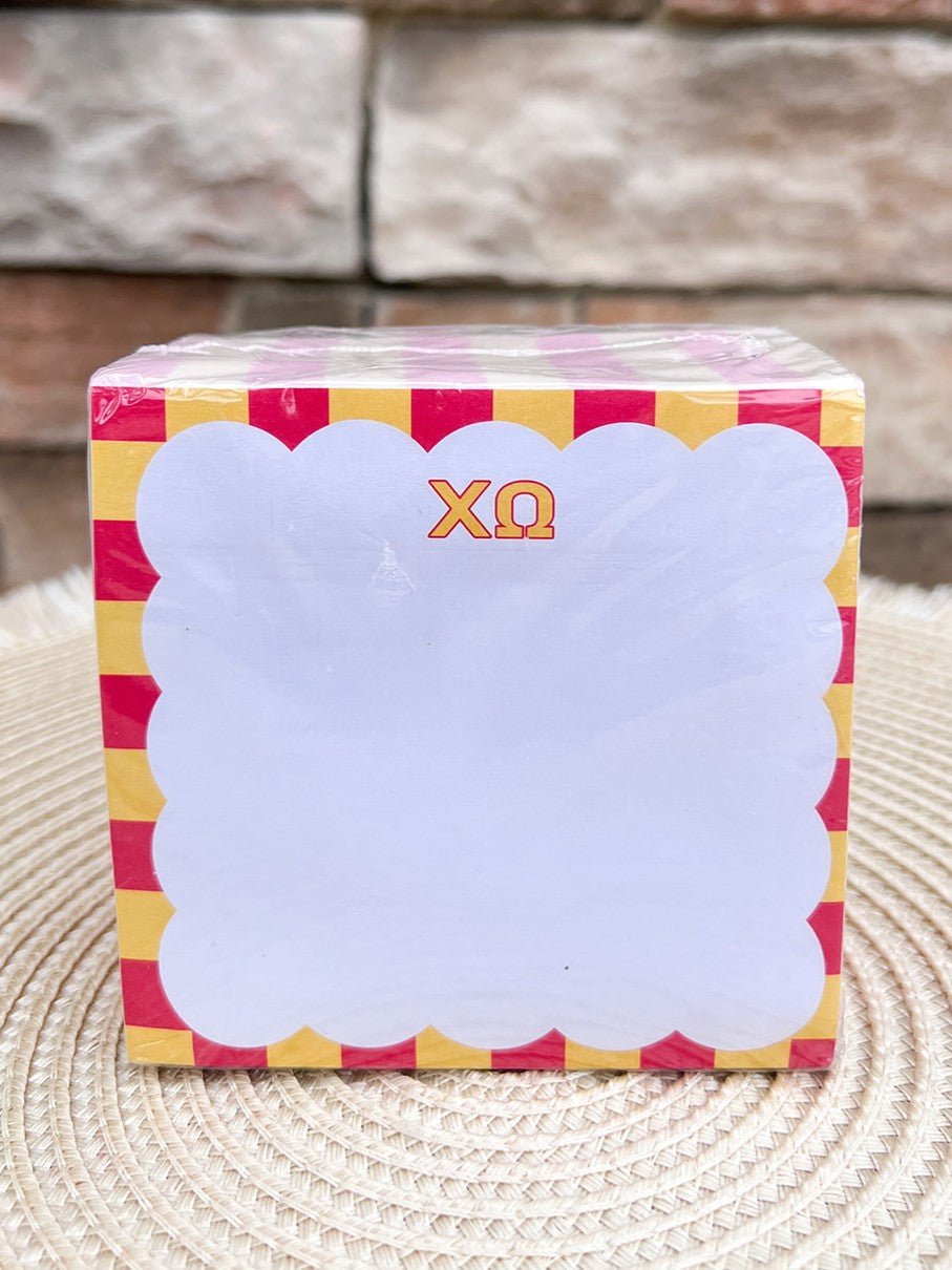 Chi Omega Sorority Scalloped Notepad Cube - The Pink Pineapple 850