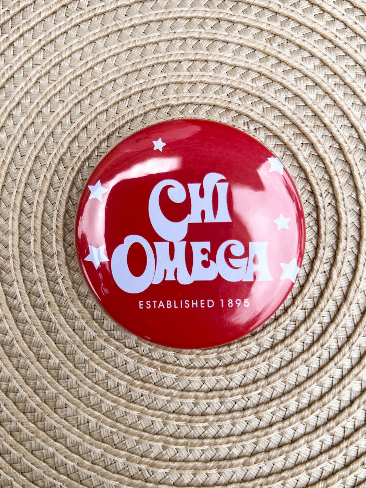 Chi Omega Stars Button Pin - The Pink Pineapple 850