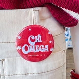 Chi Omega Stars Button Pin - The Pink Pineapple 850