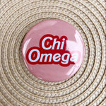 Chi Omega Statement Letter Button Pin - The Pink Pineapple 850