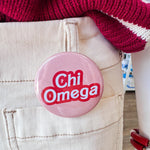 Chi Omega Statement Letter Button Pin - The Pink Pineapple 850