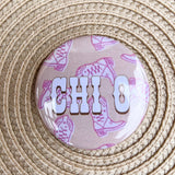 Chi Omega Western Boots Button Pin - The Pink Pineapple 850