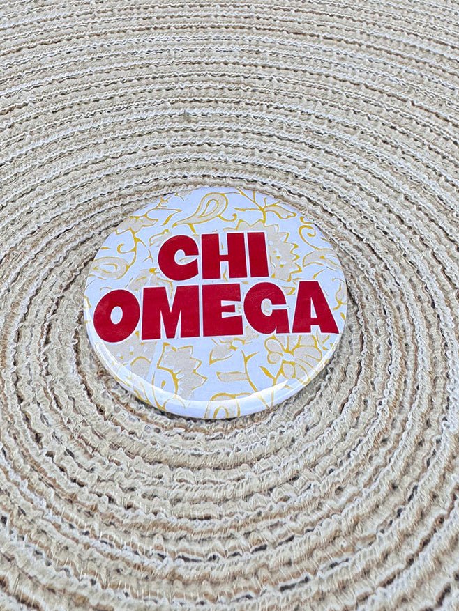 Chi Omega Yellow Floral Button Pin - The Pink Pineapple 850