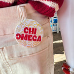 Chi Omega Yellow Floral Button Pin - The Pink Pineapple 850