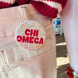 Chi Omega Yellow Floral Button Pin - The Pink Pineapple 850
