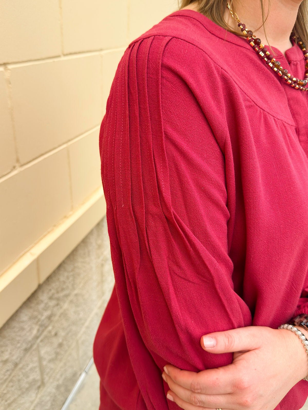 Chief Chic Pintuck Detail Top - The Pink Pineapple 850