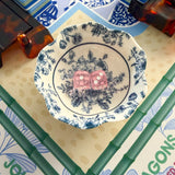 Chinoiserie Floral Mahjong Dice Dish Blue - The Pink Pineapple 850