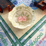 Chinoiserie Floral Mahjong Dice Dish Green - The Pink Pineapple 850