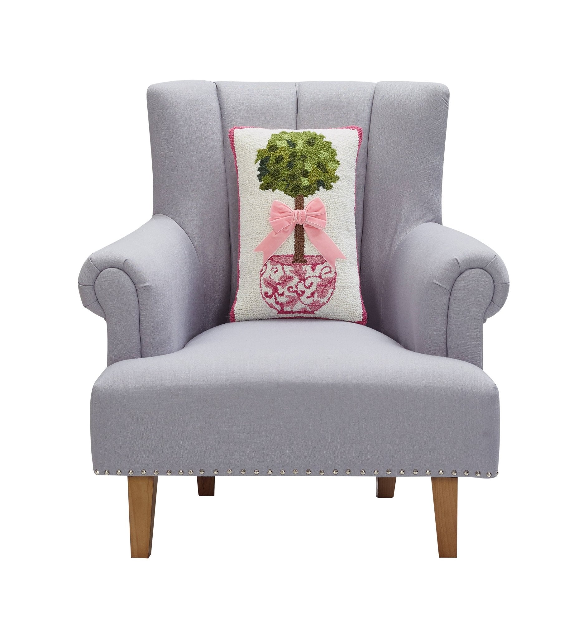 Chinoiserie Topiary Ribbon Pillow - The Pink Pineapple 850