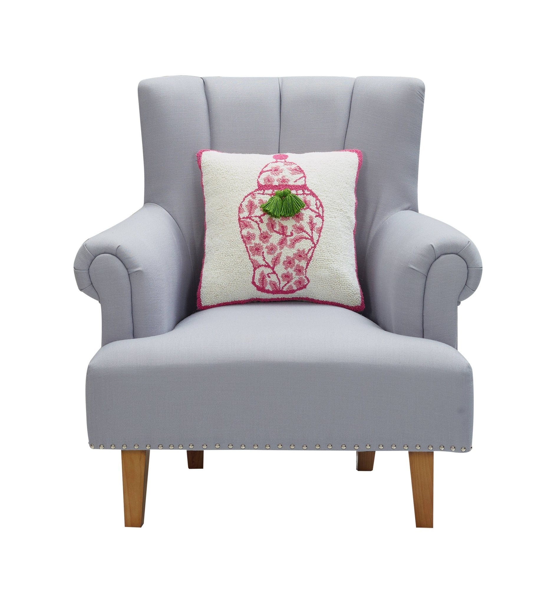 Chinoiserie Vase with Tassels Pillow - The Pink Pineapple 850