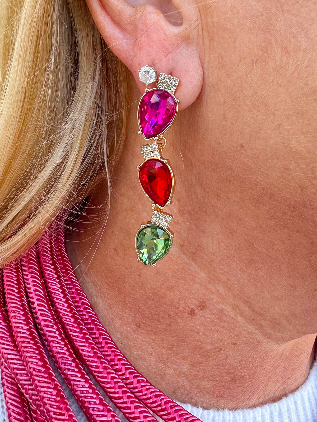 Christmas Light Bulb Drop Earrings - The Pink Pineapple 850