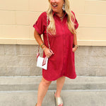 Cider Hour Suede Shirt Mini Dress - The Pink Pineapple 850