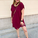 Classic Charm Shirt Dress in Garnet - The Pink Pineapple 850