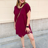 Classic Charm Shirt Dress in Garnet - The Pink Pineapple 850