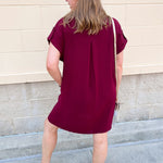 Classic Charm Shirt Dress in Garnet - The Pink Pineapple 850
