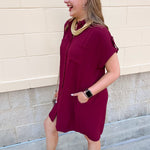 Classic Charm Shirt Dress in Garnet - The Pink Pineapple 850