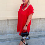 Classic Charm Shirt Dress in Red - The Pink Pineapple 850