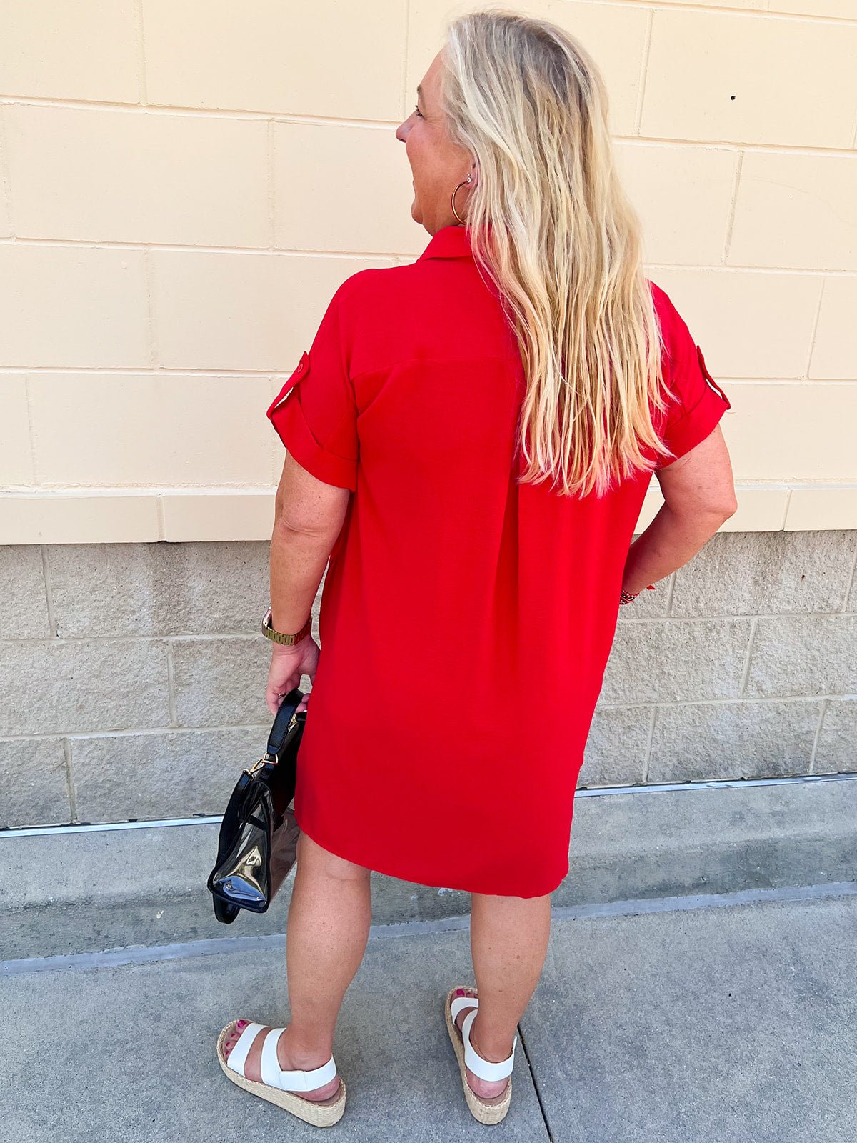 Classic Charm Shirt Dress in Red - The Pink Pineapple 850