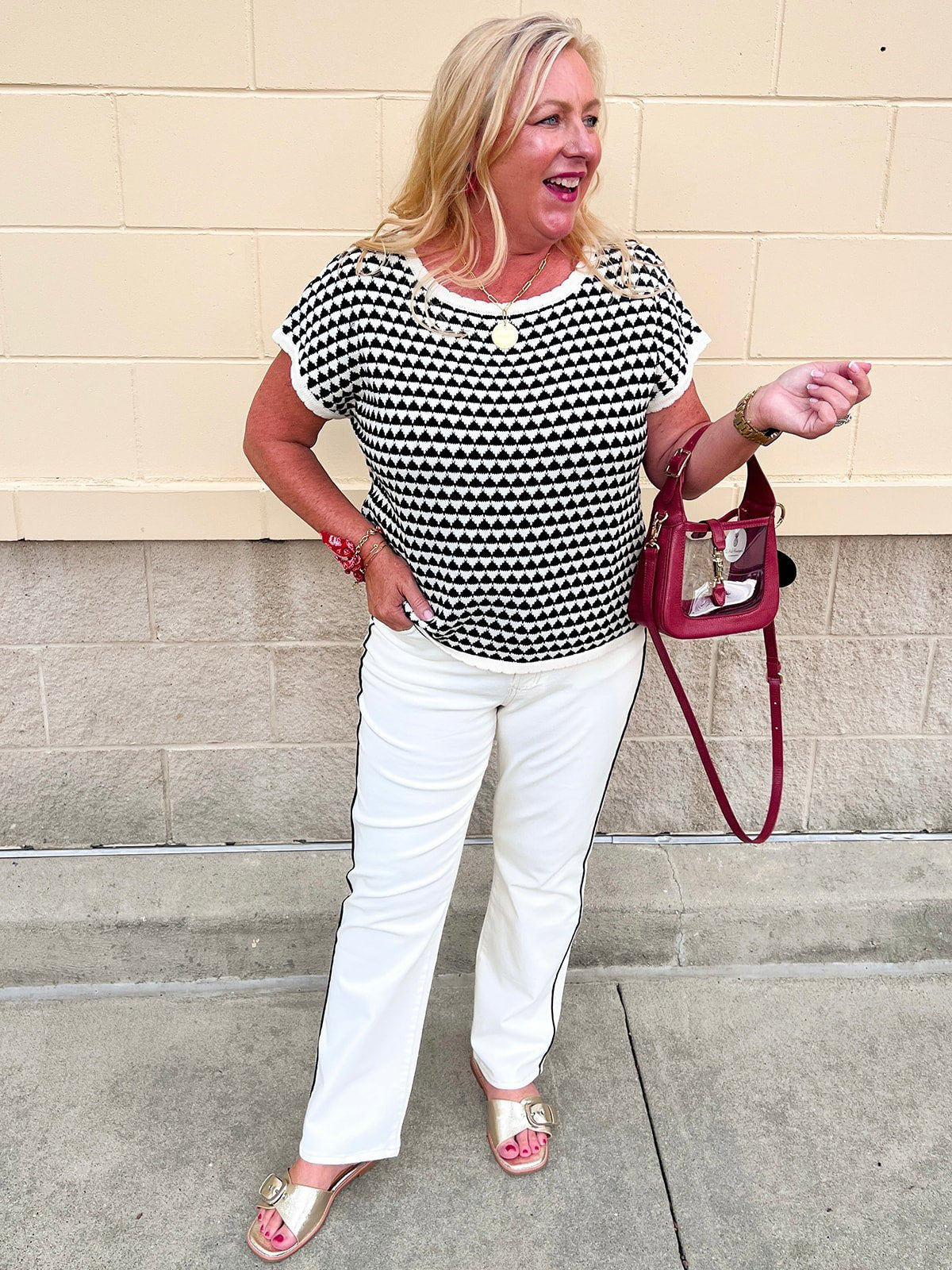 Classic Contrast Knit Top - The Pink Pineapple 850
