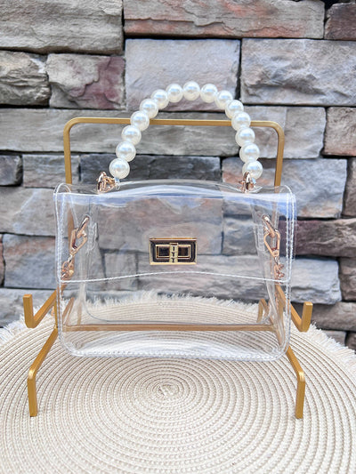 [Clearly Handbags] Audrey Pearl Clear Crossbody Bag - The Pink Pineapple 850