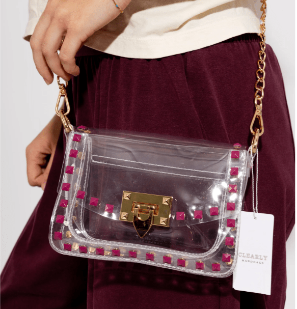 [Clearly Handbags] Jackie Stadium Bag in Maroon - The Pink Pineapple 850