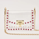 [Clearly Handbags] The Jackie Maroon Studded Stadium Bag - The Pink Pineapple 850