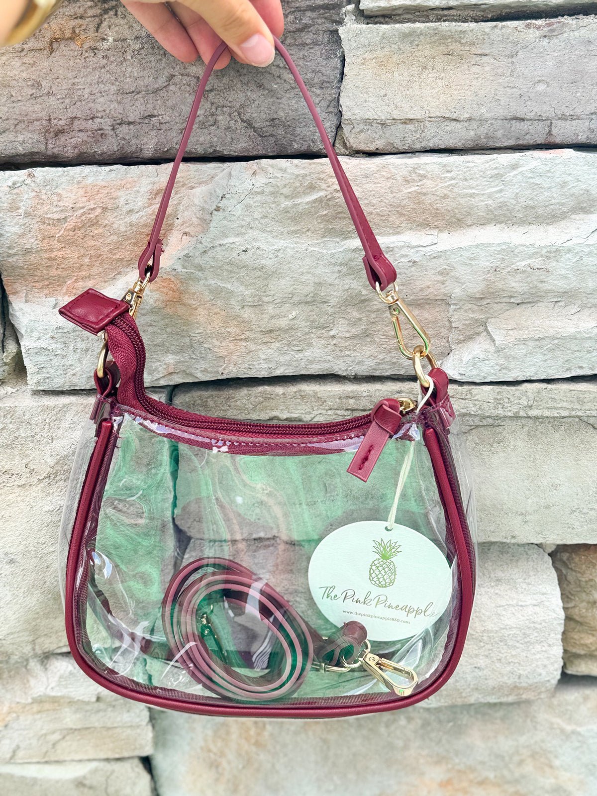 Clearview Crossbody Stadium Bag in Garnet - The Pink Pineapple 850