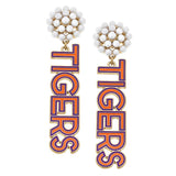 Clemson Tigers Pearl Drop Enamel Earrings - The Pink Pineapple 850