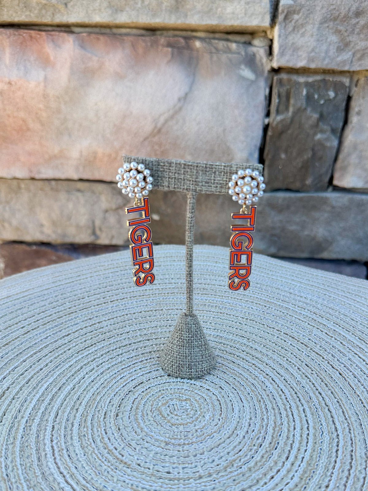 Clemson Tigers Pearl Drop Enamel Earrings - The Pink Pineapple 850
