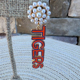 Clemson Tigers Pearl Drop Enamel Earrings - The Pink Pineapple 850