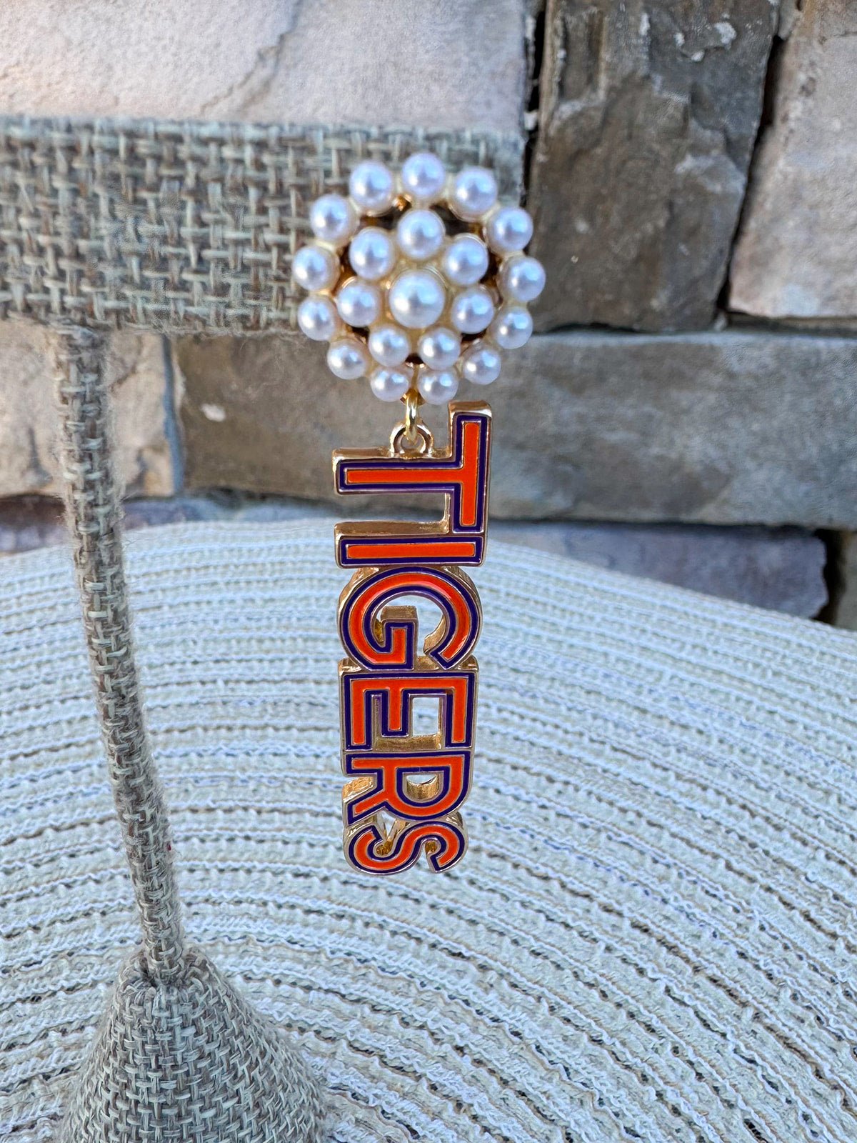 Clemson Tigers Pearl Drop Enamel Earrings - The Pink Pineapple 850
