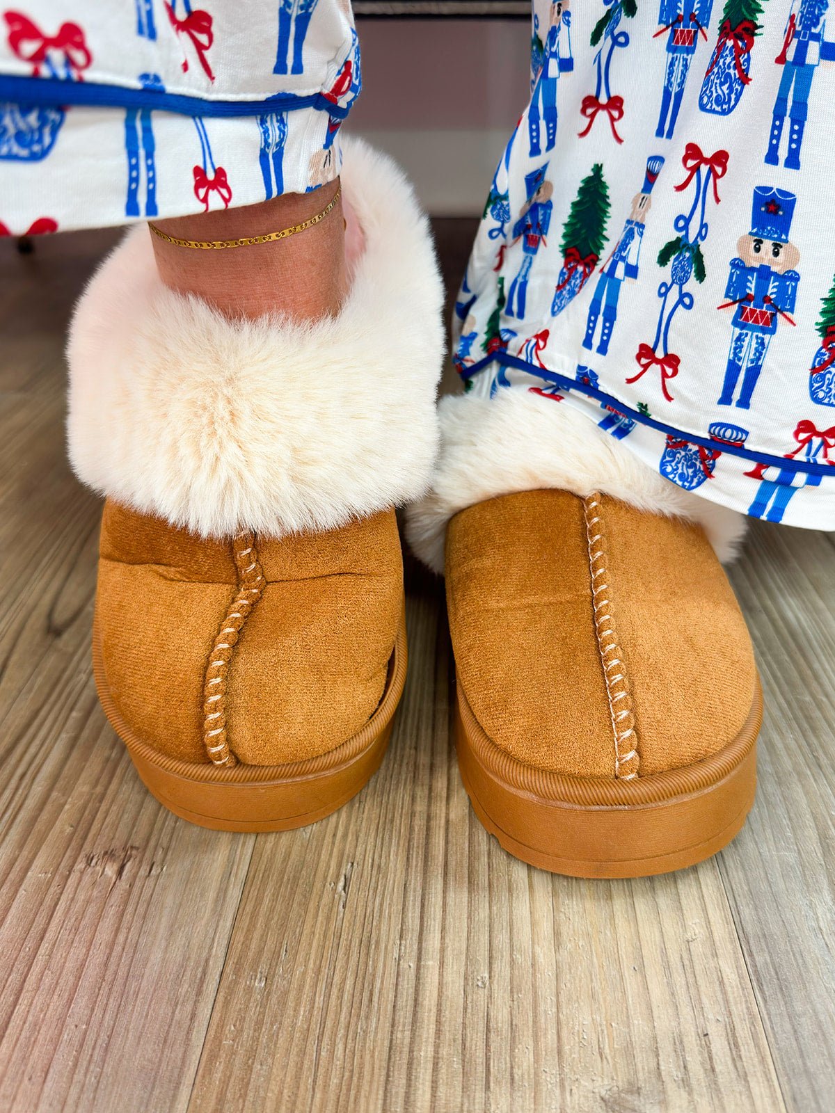 Cloud Nine Sherpa - Lined Platform Slippers in Camel - The Pink Pineapple 850