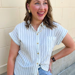 Coastal Air Striped Button Down - The Pink Pineapple 850