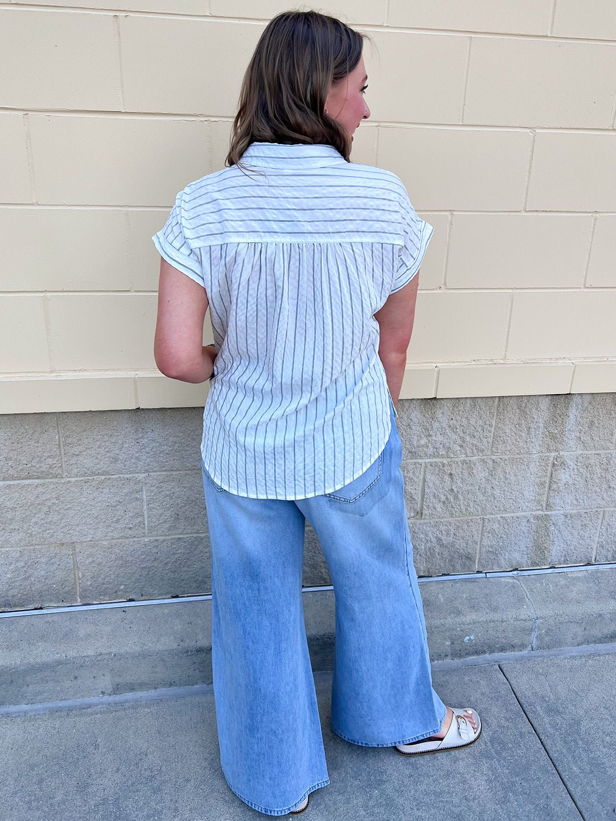 Coastal Air Striped Button Down - The Pink Pineapple 850