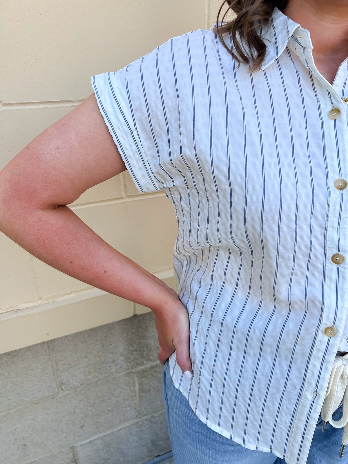 Coastal Air Striped Button Down - The Pink Pineapple 850