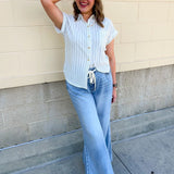 Coastal Air Striped Button Down - The Pink Pineapple 850