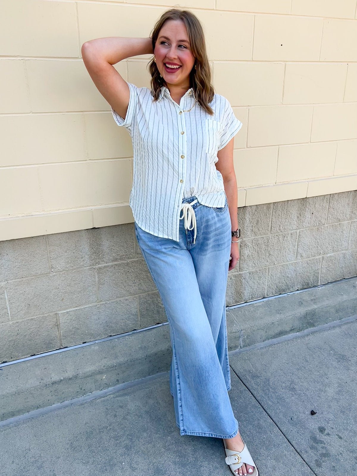 Coastal Air Striped Button Down - The Pink Pineapple 850