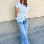 Coastal Air Striped Button Down - The Pink Pineapple 850